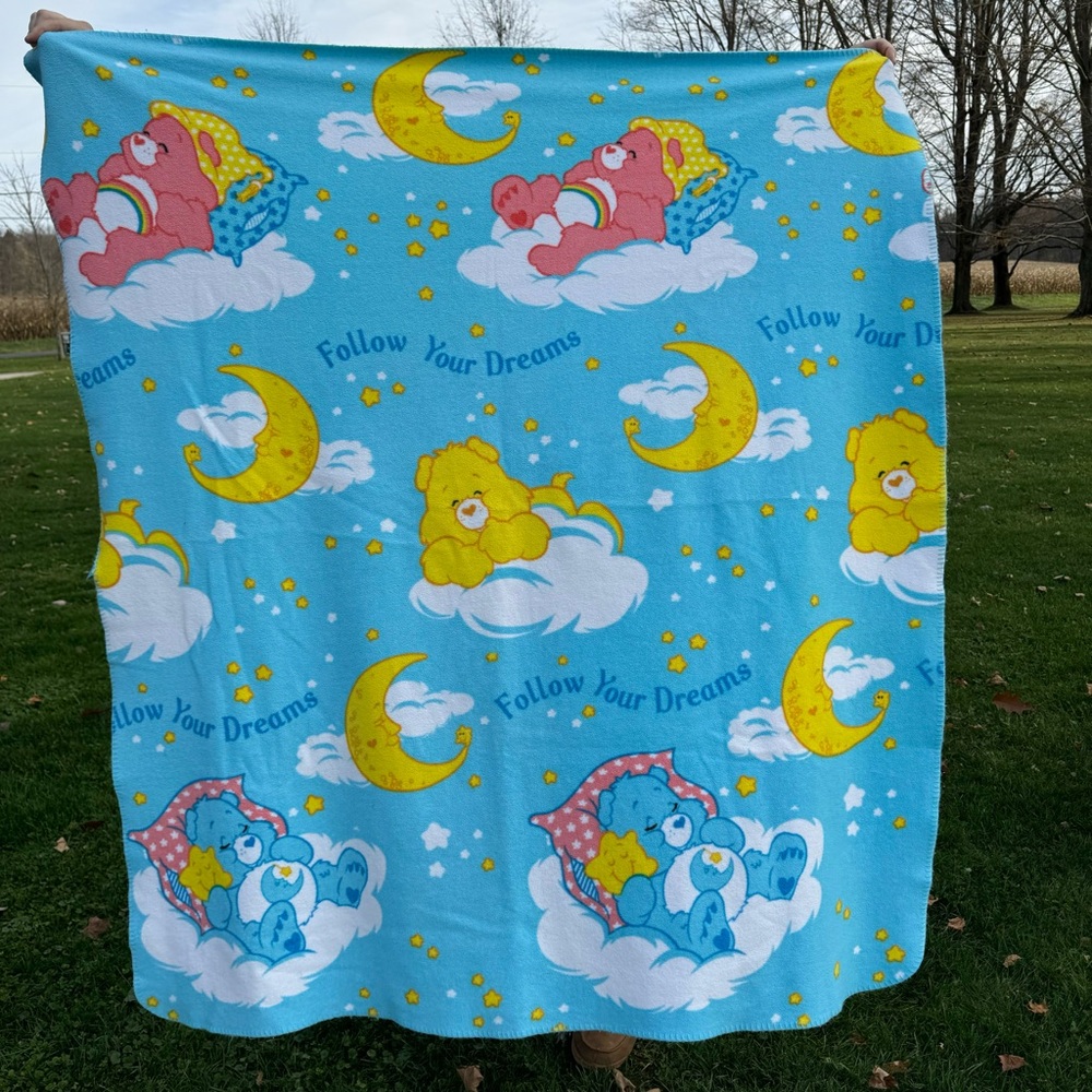 2003 Care Bears “Follow Your Dreams” Kids Fleece Blanket Cheer Bedtime Funshine